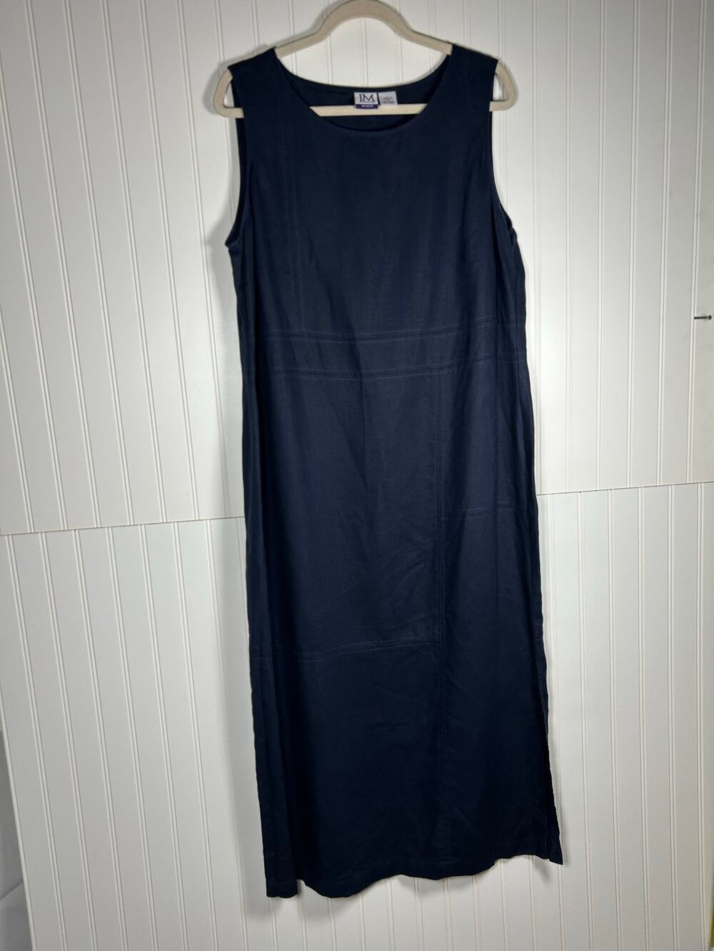 JM Collection Women’s 100% linen navy sleeveless maxi dress summer dress SZ 1X
